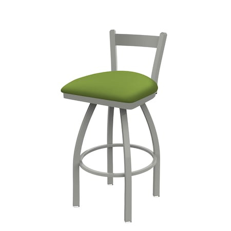 25 Low Back Swivel Counter Stool,Nickel Finish,Canter Kiwi Green Seat